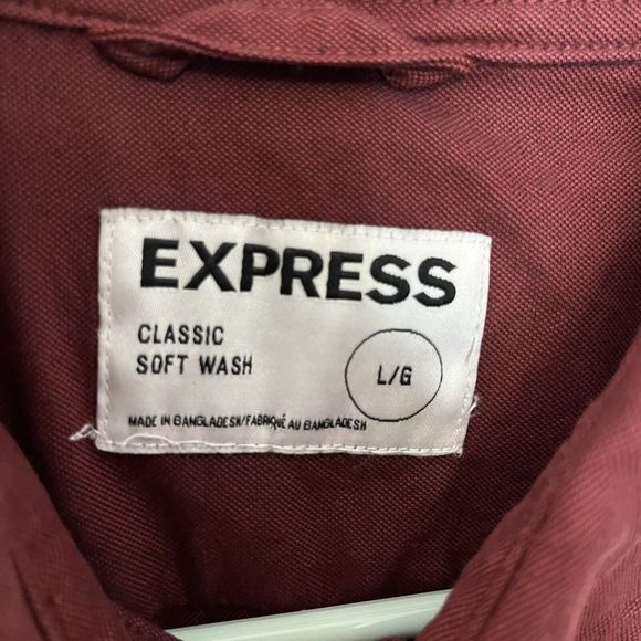 Express Classic Soft Wash Maroon Red Men's Button Down Shirt Long Sleeve VGCond - Picture 5 of 7